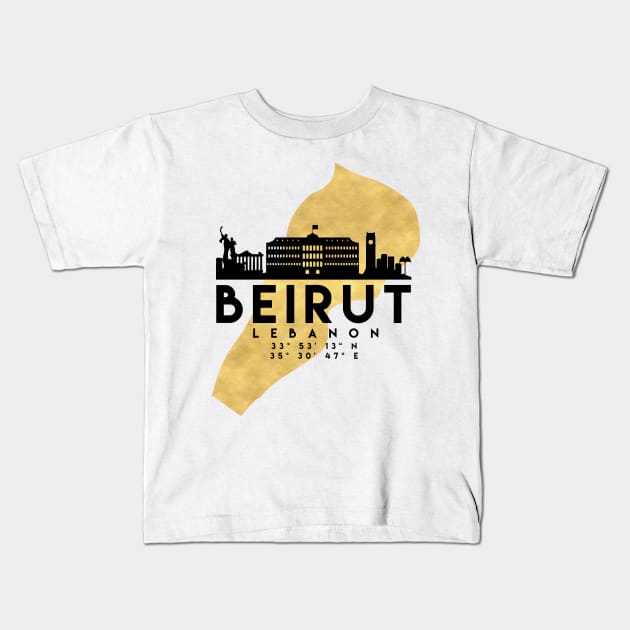 Beirut Lebanon Skyline Map Art Kids T-Shirt by deificusArt